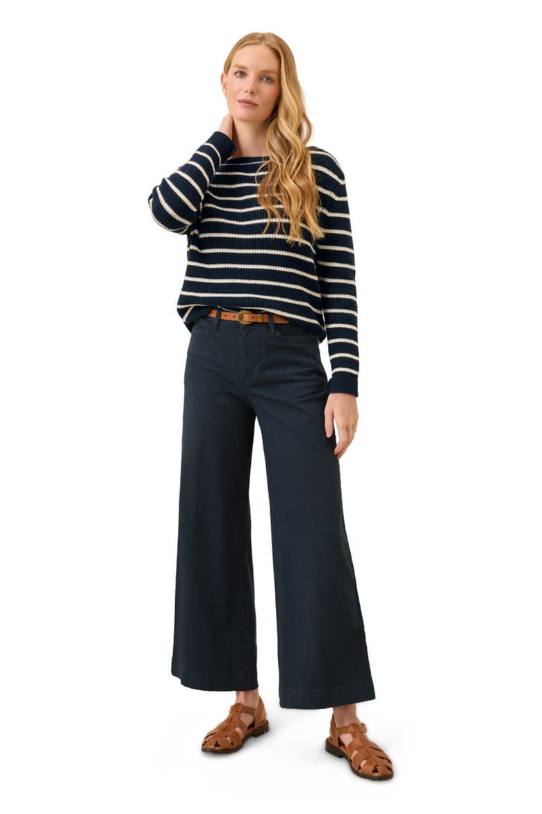 Organic Cotton Stretch Twill Wide Leg Pant, Main, color, Midnight Blue
