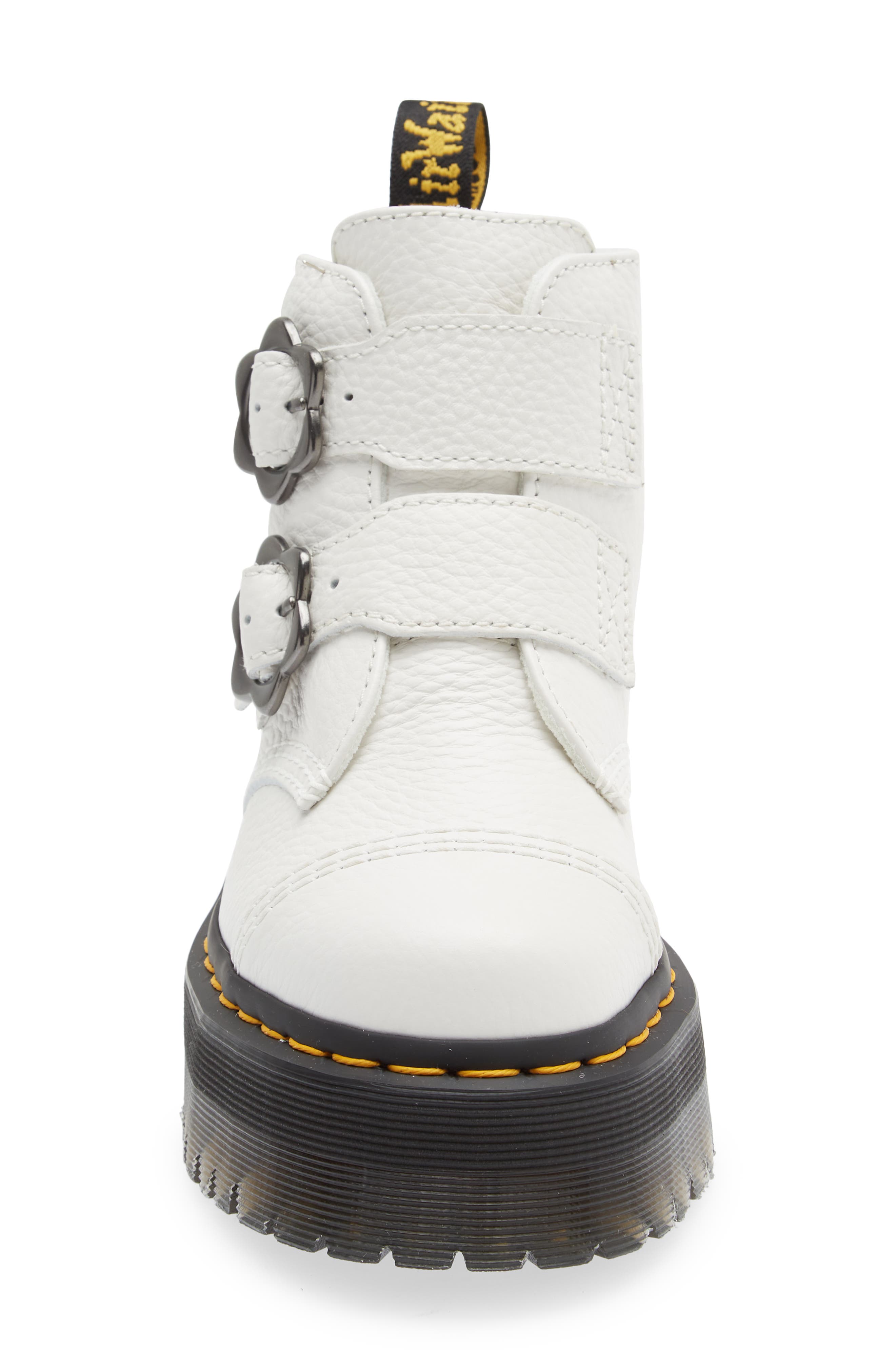 Dr. Martens Devon Flower Platform Bootie, Alternate, color, White