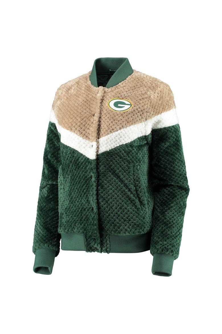 Women's G-III 4Her by Carl Banks Green/Cream Green Bay Packers Riot Squad Sherpa Full-Snap Jacket, Alternate, color, Green