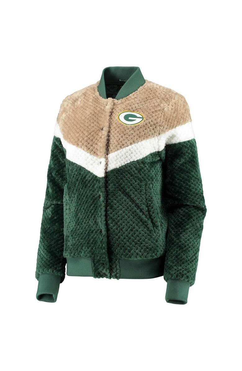 G-III 4HER BY CARL BANKS Women's G-III 4Her by Carl Banks Green/Cream Green Bay Packers Riot Squad Sherpa Full-Snap Jacket, Alternate, color, 