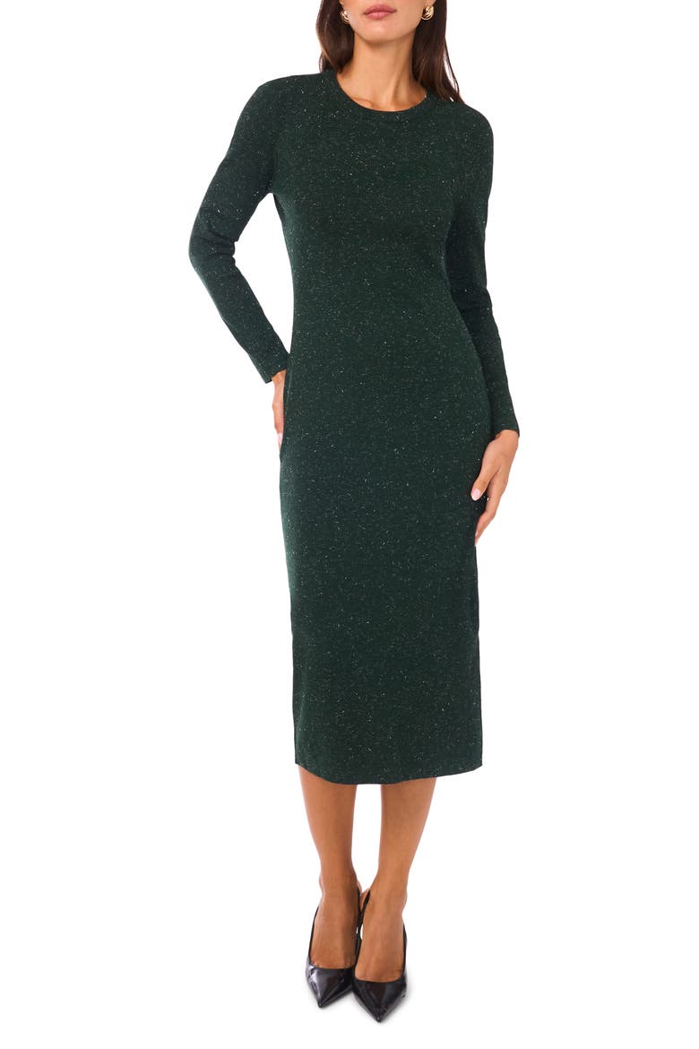 Metallic Long Sleeve Sheath Dress, Main, color, PINE GROVE