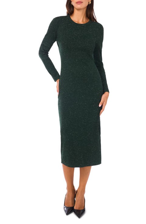 Metallic Long Sleeve Sheath Dress