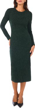 Vince Camuto Metallic Long Sleeve Sheath Dress