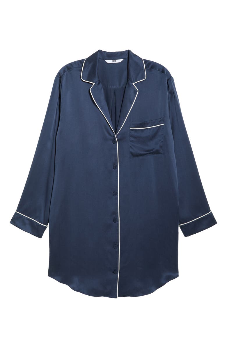 Lunya Washable Silk Sleepshirt, Alternate, color, Deep Blue/ Tranquil White