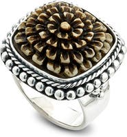 SAMUEL B. Carved Brown Bone Ring
