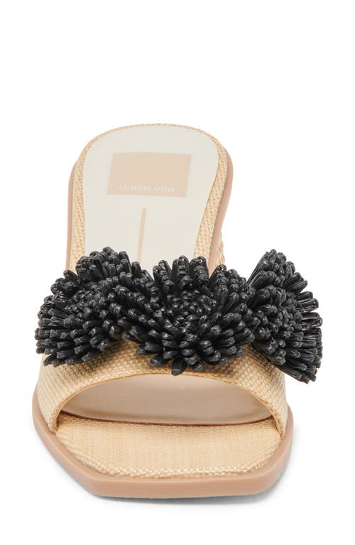 Dolce Vita Benoit Raffia Slide Sandal In Natural/black Raffia