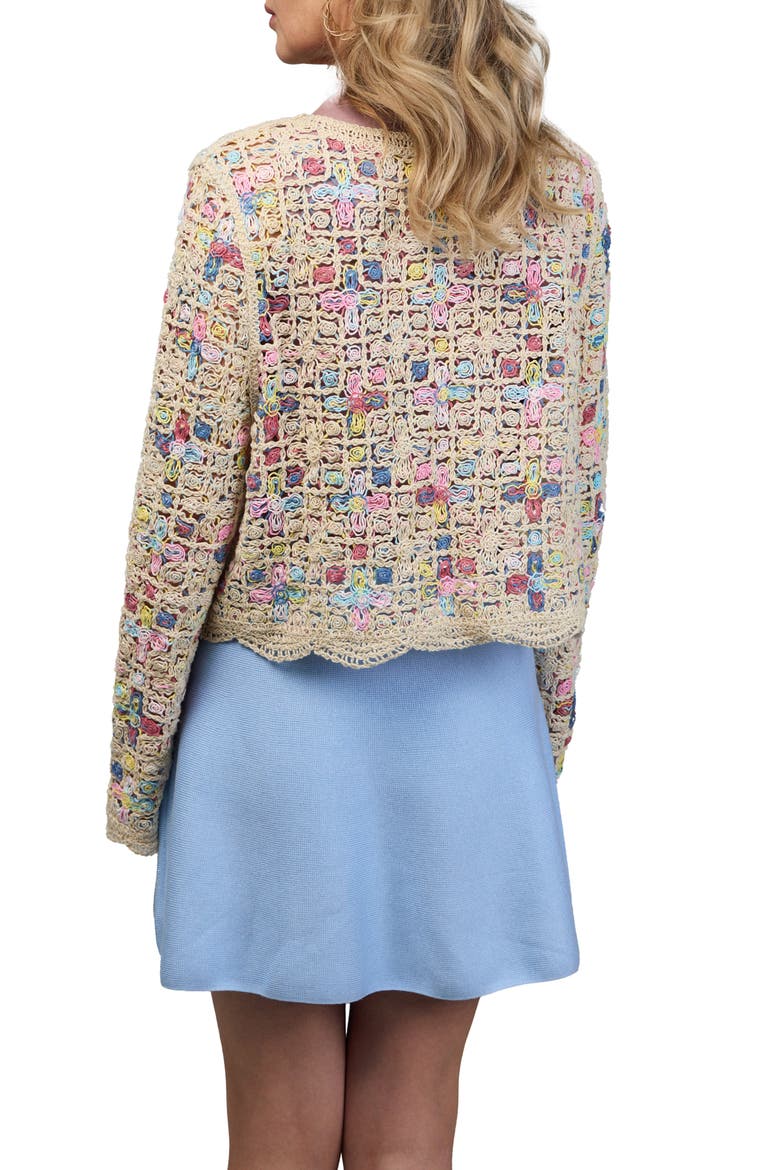 Delicate Floral Crochet Cardigan Sweater, Alternate, color, IVORY