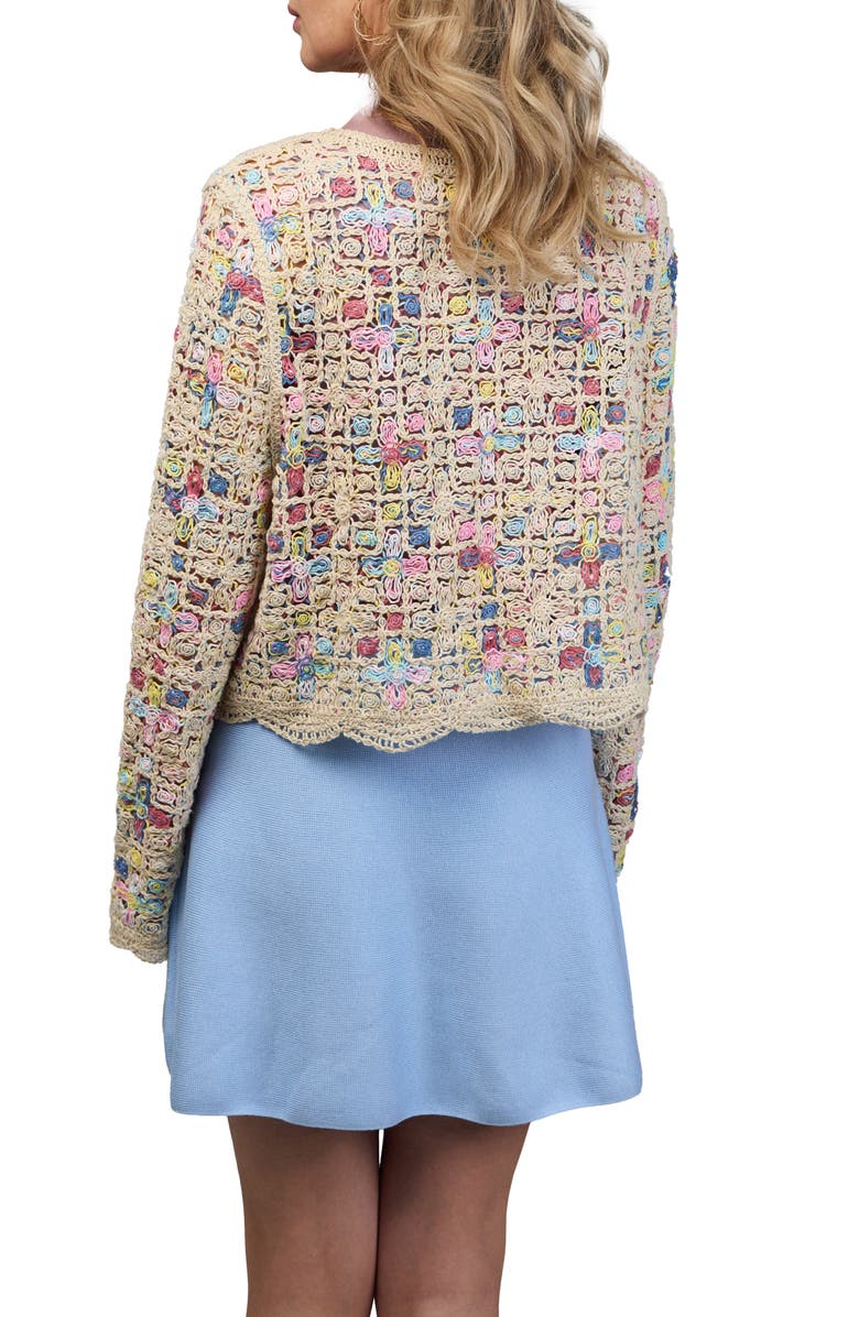 SAACHI Delicate Floral Crochet Cardigan Sweater, Alternate, color, Ivory