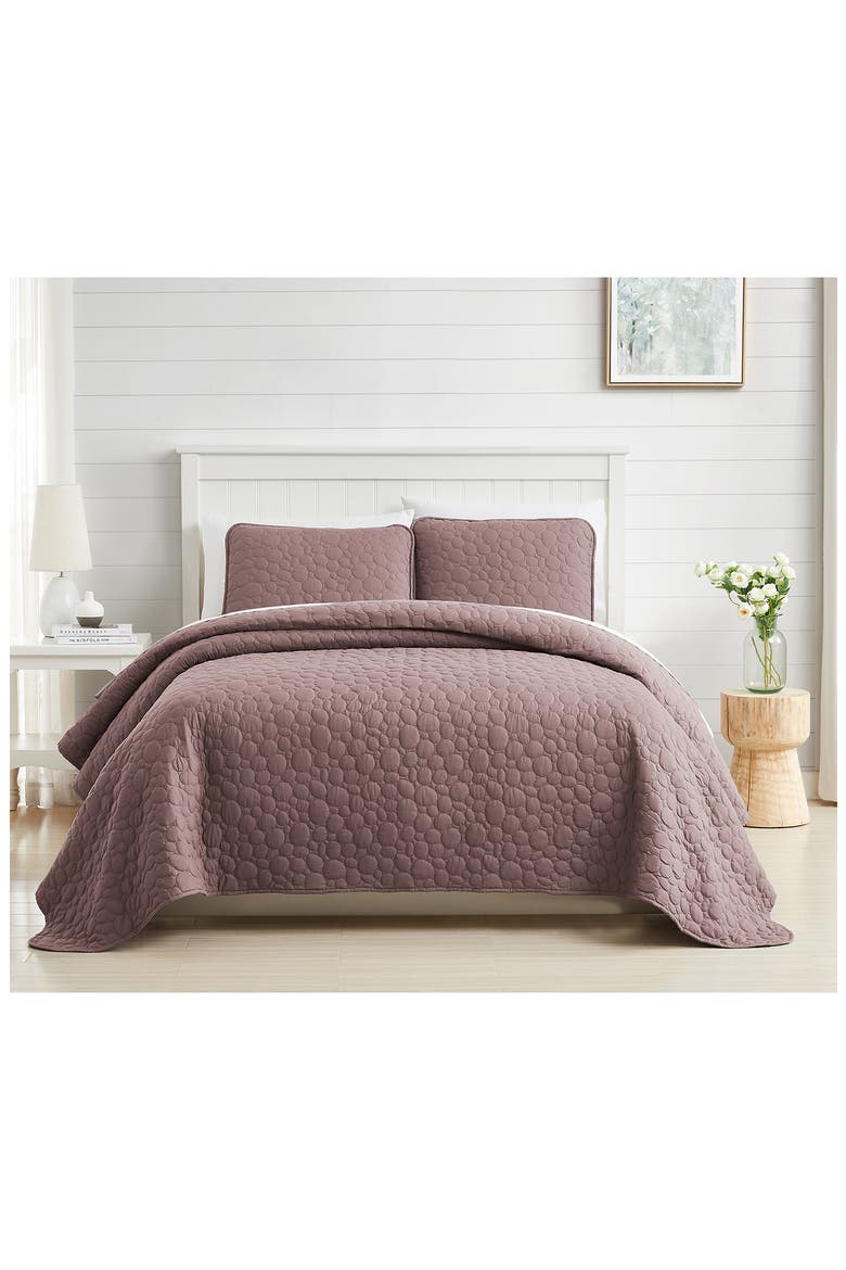 Pebble Embroidered Microfiber Oversize Quilt Set, Alternate, color, MUTED MAUVE
