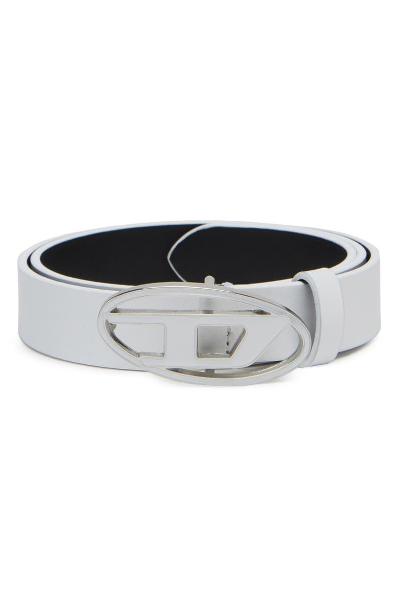 DIESEL<sup>®</sup> Oval D Buckle Leather Belt, Main, color, White