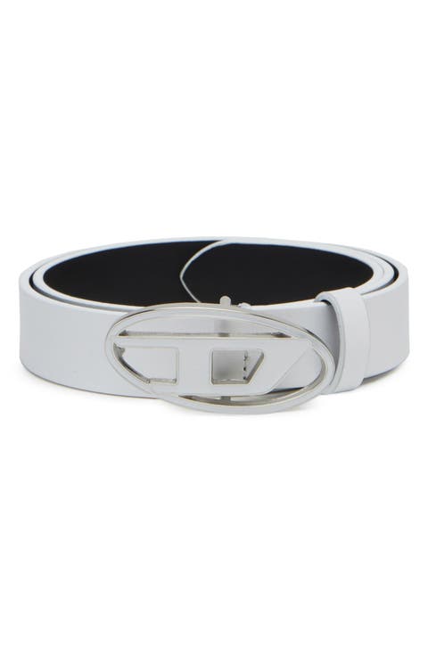 Oval D Buckle Leather Belt