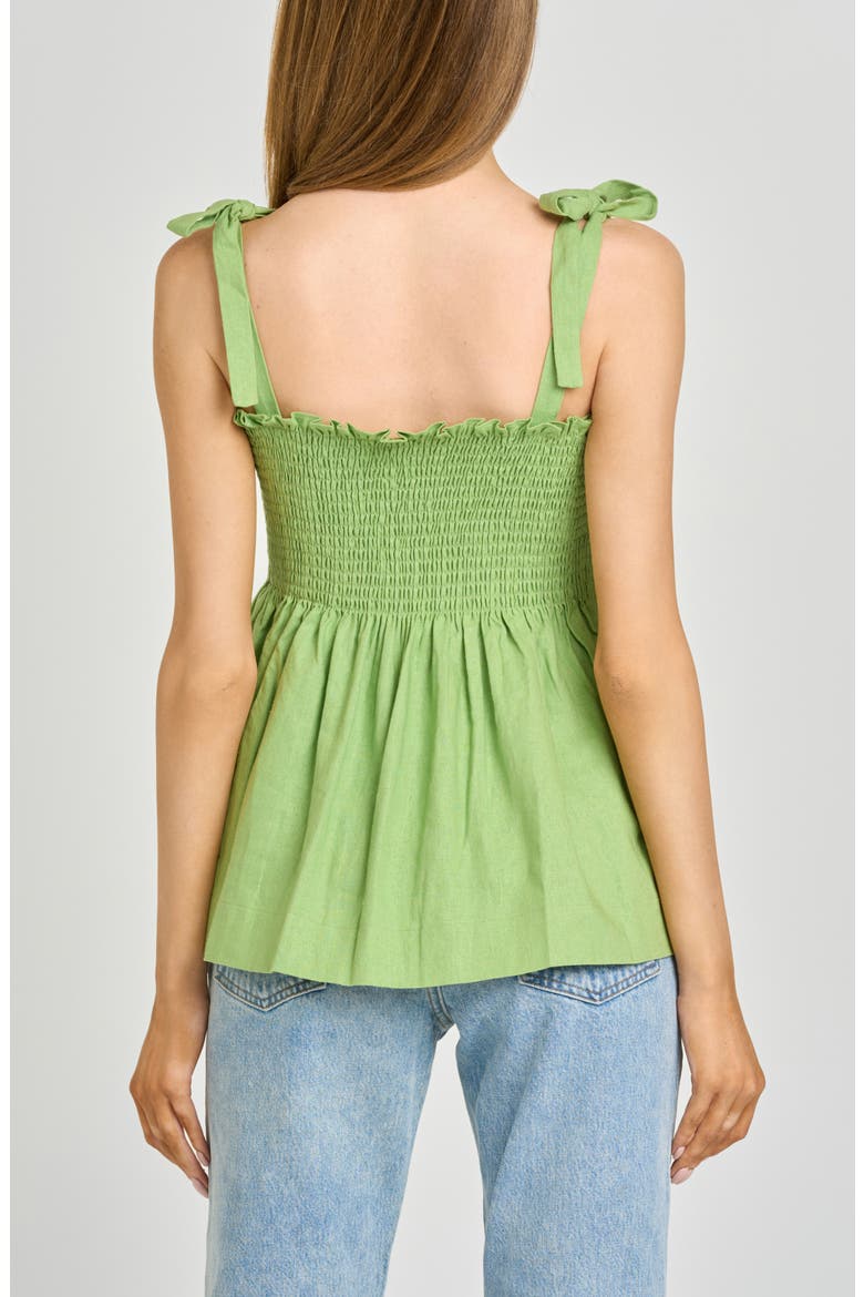 Stevie Pleated Tie Shoulder Babydoll Top, Alternate, color, PISTACHIO