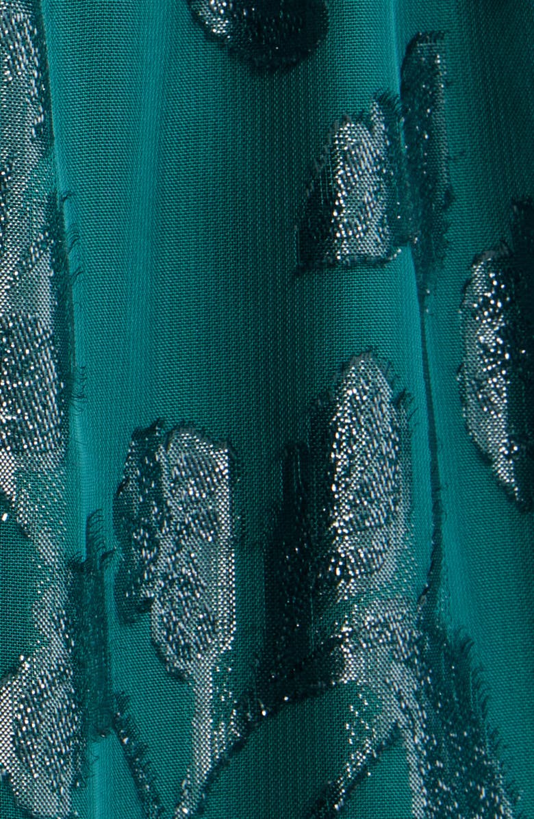 Anne Klein Metallic Floral Long Sleeve Dress, Alternate, color, Midnight Pine