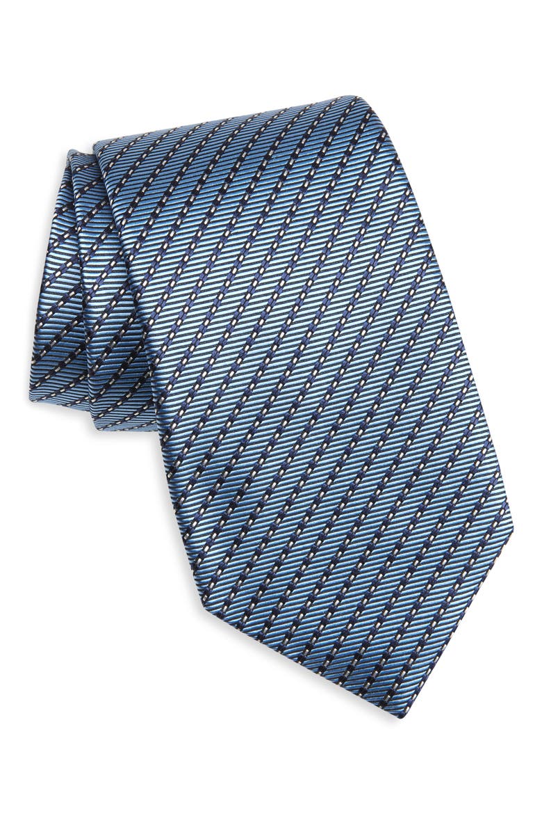 Stripe Cinque Pieghe Silk Tie, Main, color, LIGHT BLUE