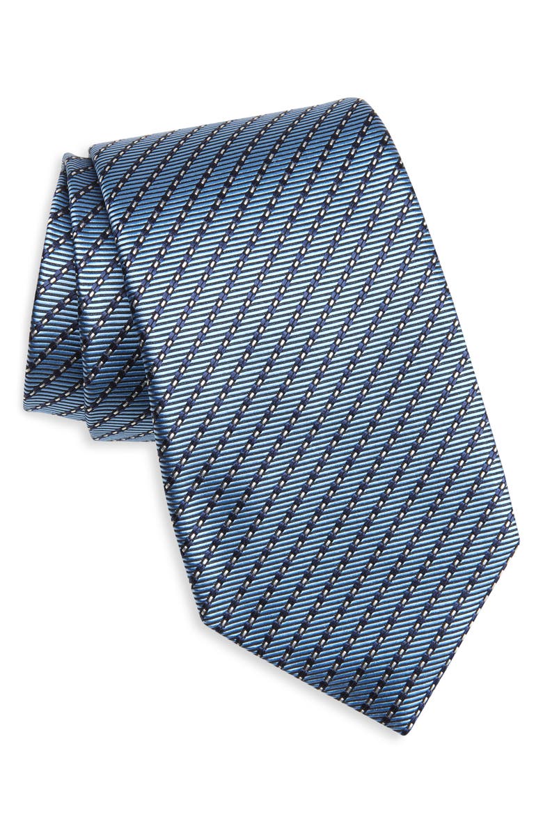 ZEGNA TIES Stripe Cinque Pieghe Silk Tie, Main, color, Light Blue