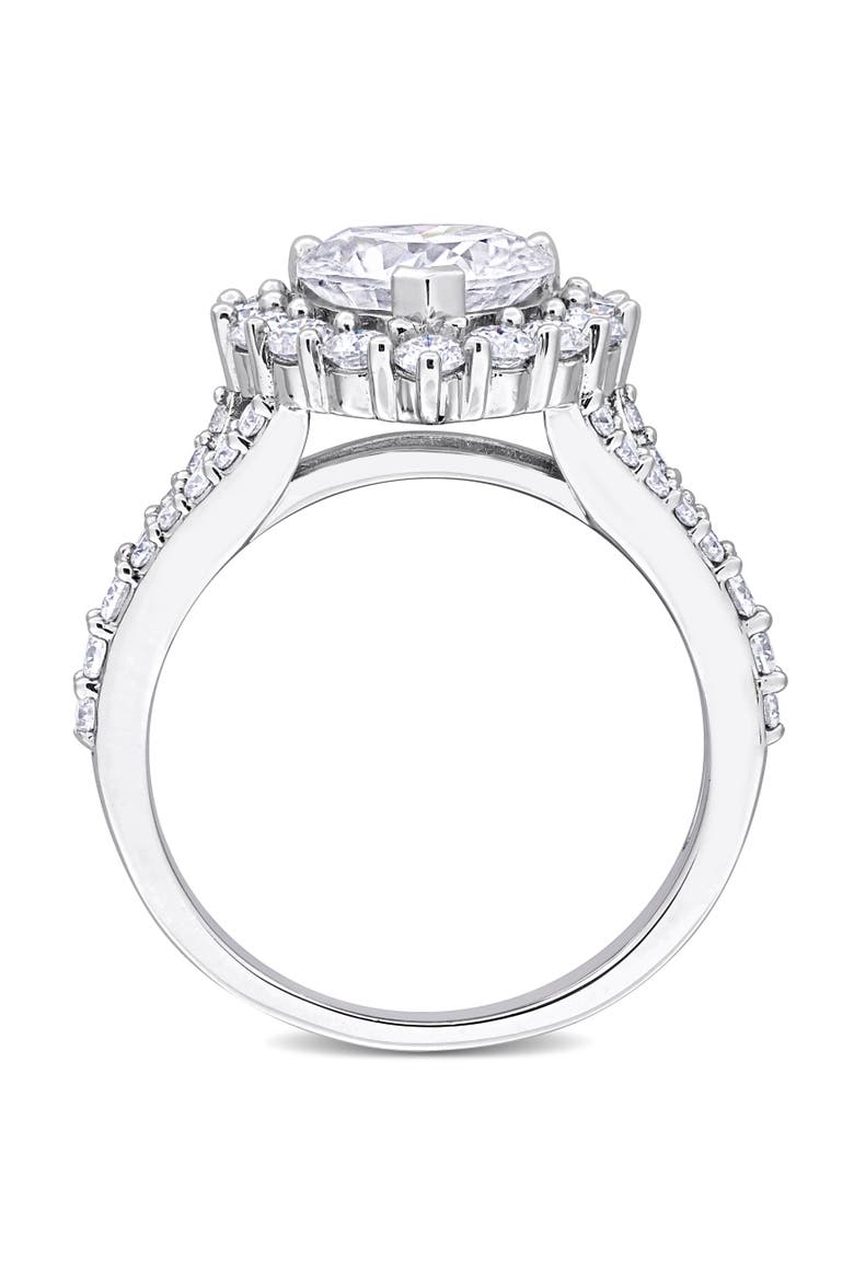 3ct D.E.W. Moissanite Heart Halo Ring, Alternate, color, Sterling Silver