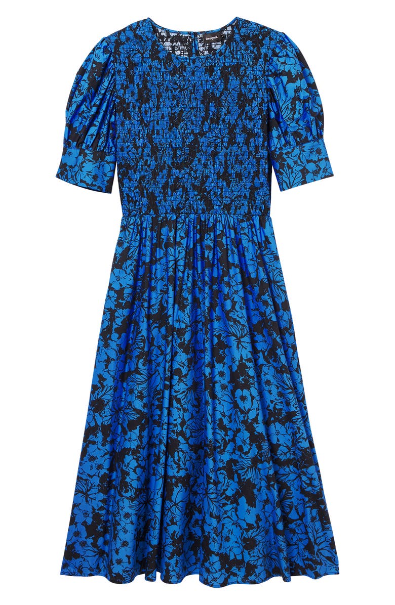 Desigual San Diego Puff Sleeve Fit & Flare Dress, Alternate, color, Blue