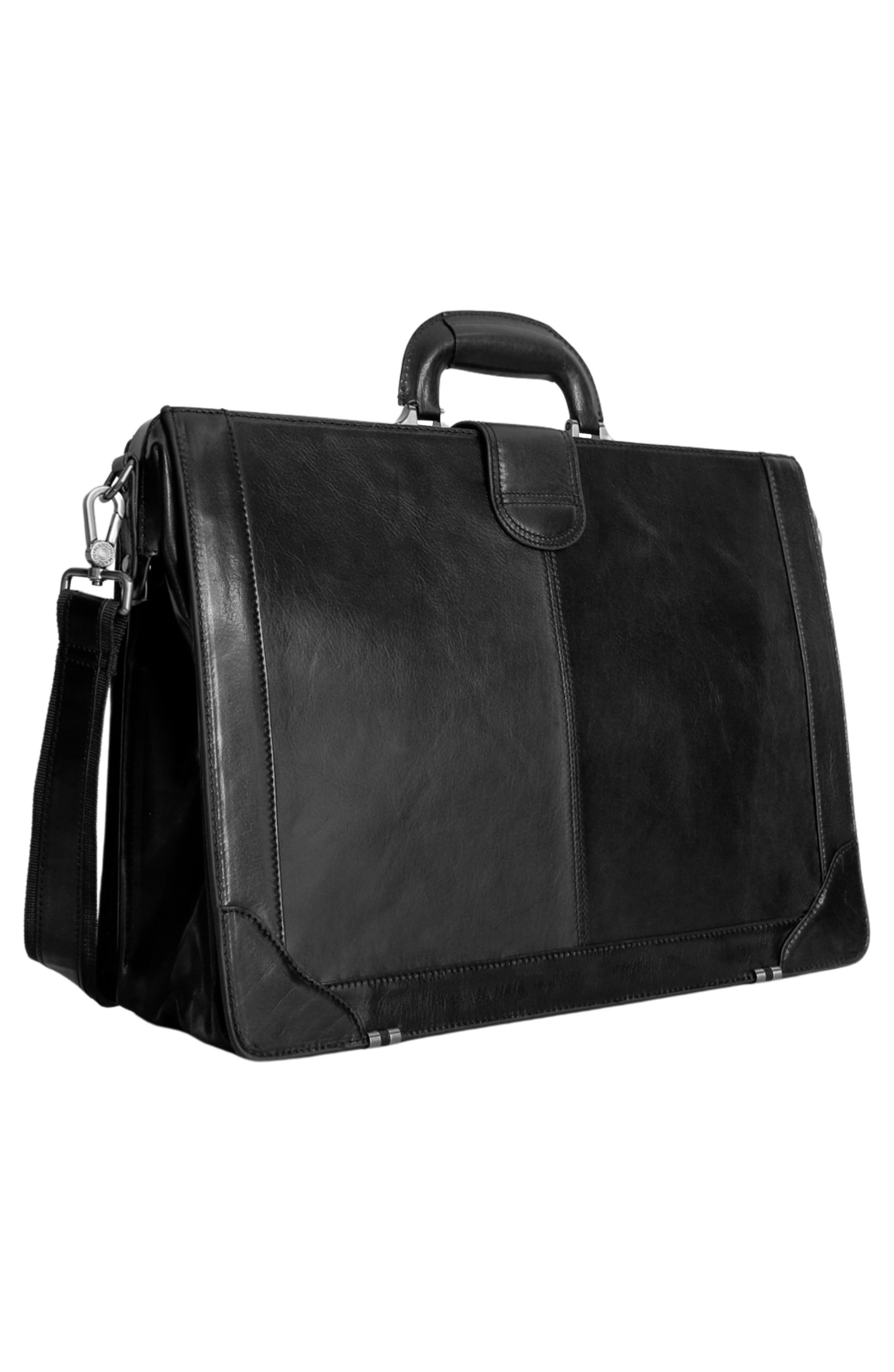 Luxurious Litigator Leather Briefcase, Alternate, color, BLACK