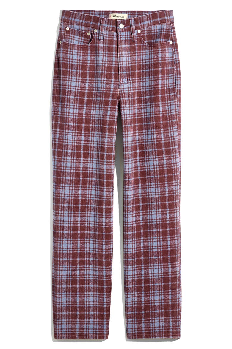 The Perfect Vintage Plaid High Waist Straight Leg Jeans, Alternate, color, CABERNET