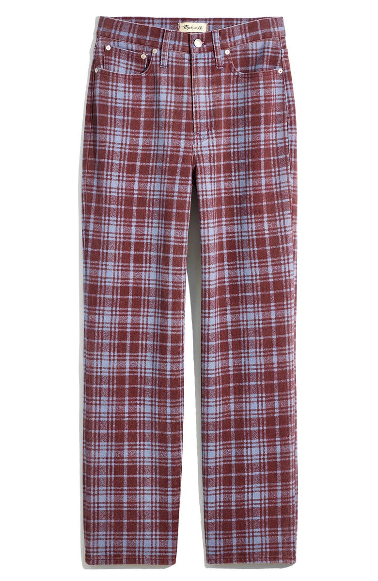 Madewell The Perfect Vintage Plaid High Waist Straight Leg Jeans, Alternate, color,