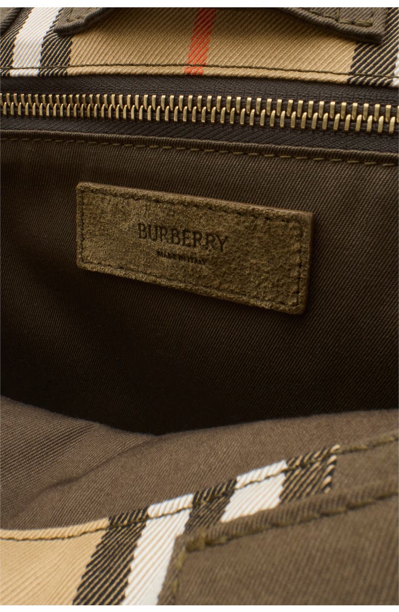 Burberry Check Trench Tote, Alternate, color, Military Green/Sand Beige