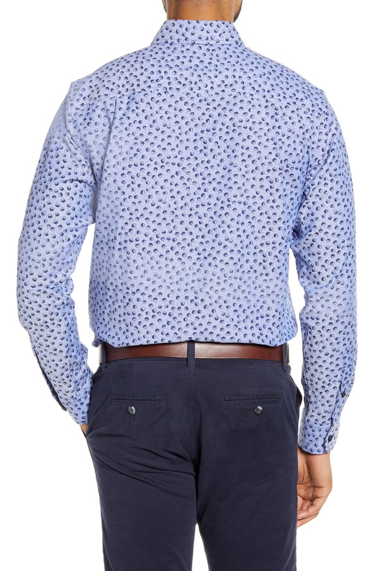 Anchor Classic Fit Tossed Print Button-Down Shirt, Alternate, color, INDIGO