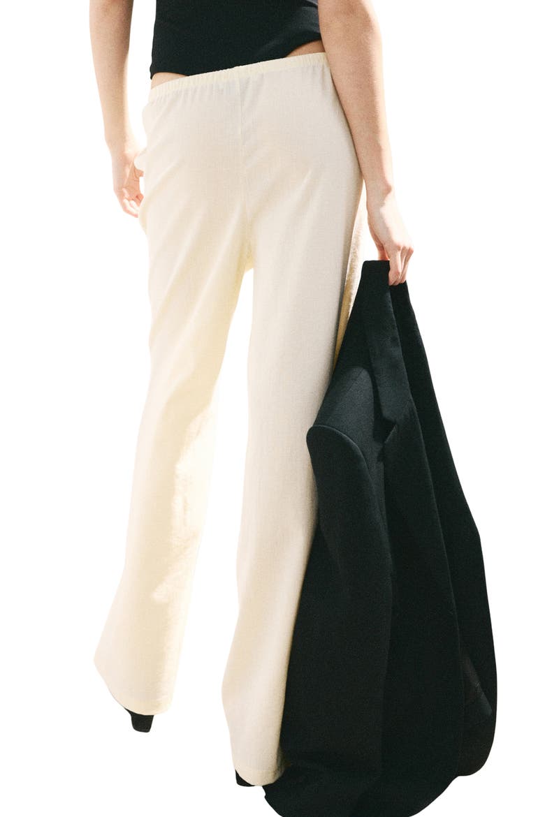 Drawstring Mid Rise Straight Leg Pants, Alternate, color, ECRU