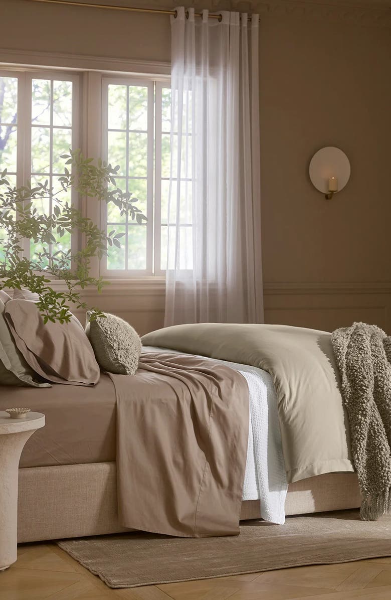 Boll & Branch Signature Hemmed Sheet Set, Alternate, color, Walnut