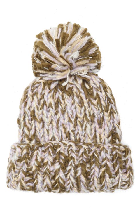 Chunky Metallic Pom Knit Beanie
