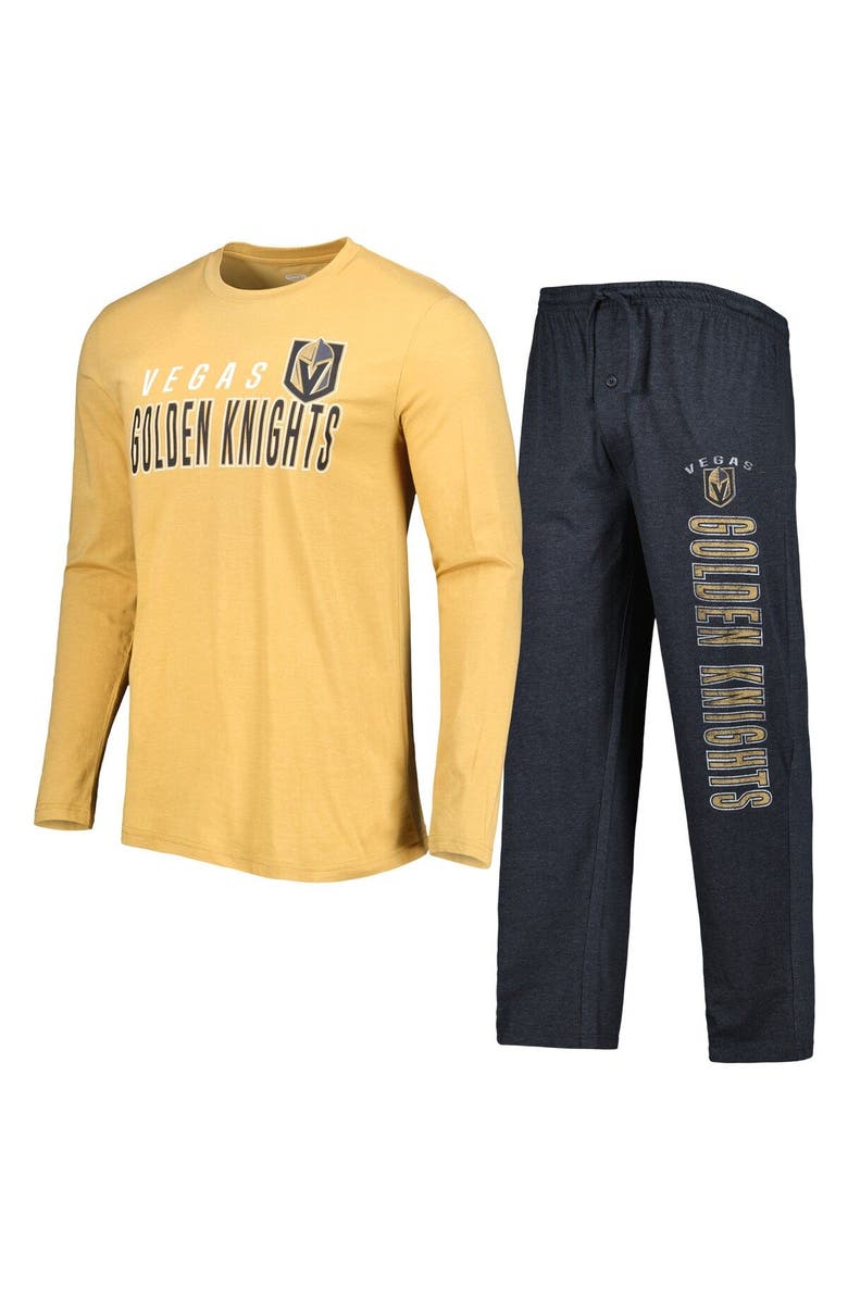 CONCEPTS SPORT Men's Concepts Sport Black/Gold Vegas Golden Knights Meter Long Sleeve T-Shirt & Pants Sleep Set, Main, color,