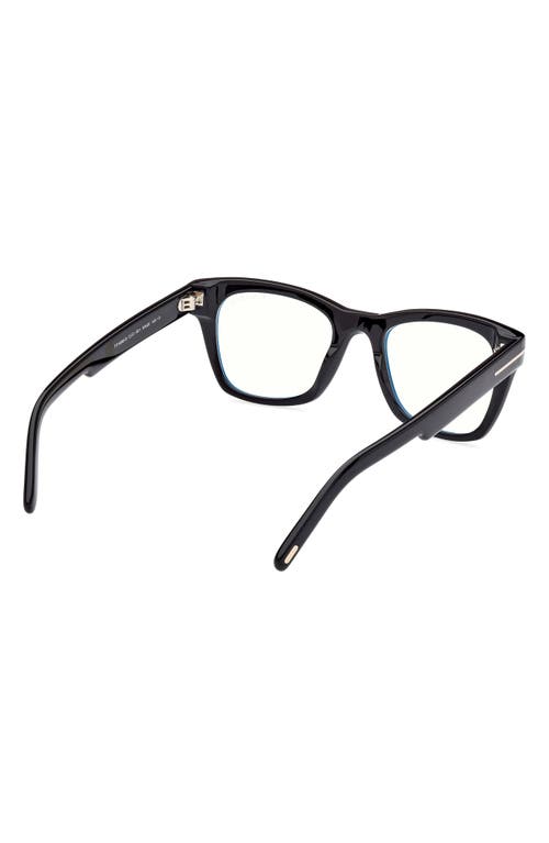 Tom Ford 52mm Square Blue Light Blocking Optical Glasses In Black