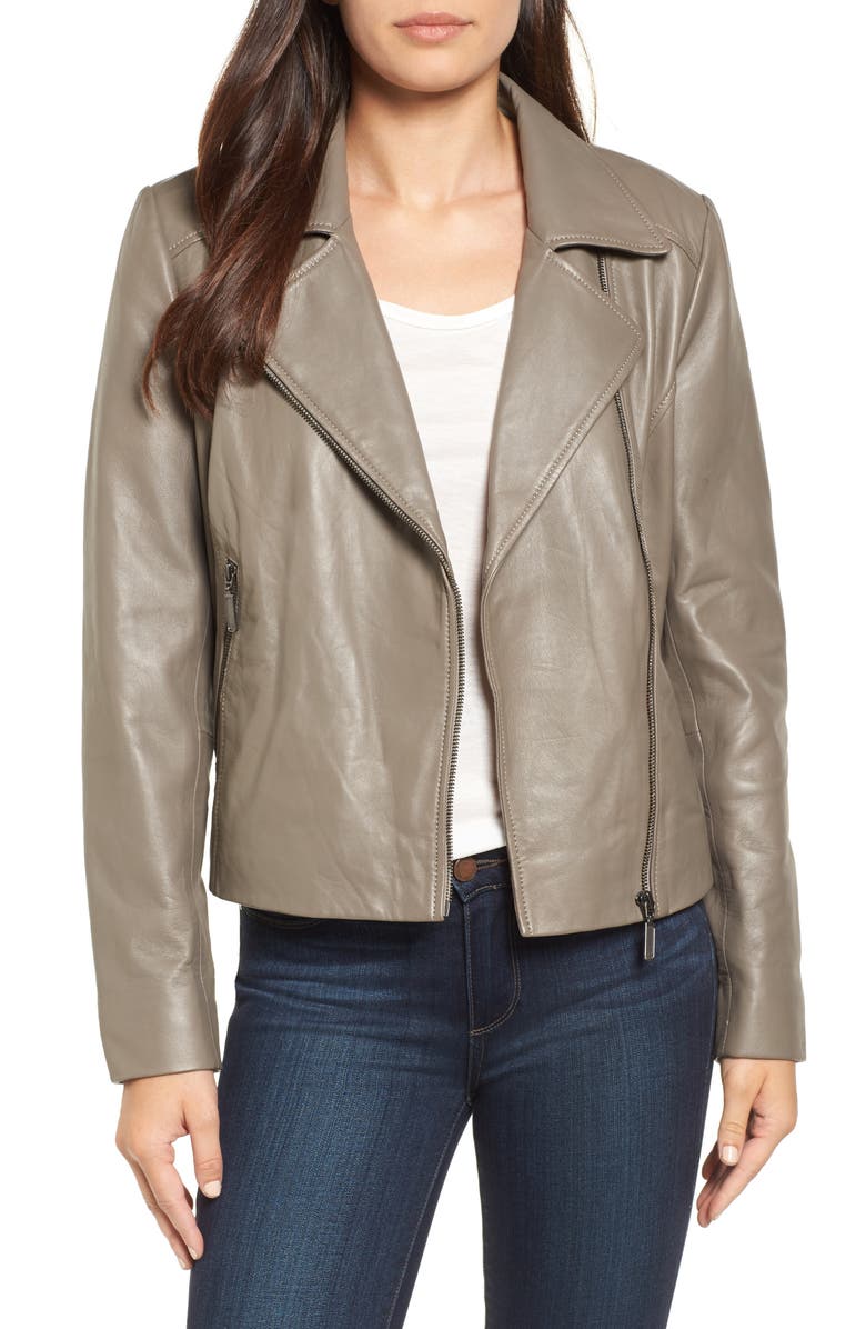 Halogen<sup>®</sup> Leather Moto Jacket, Main, color, 