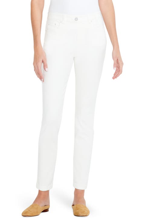 High Waist Slim Leg Ankle Jeans (Paper White)