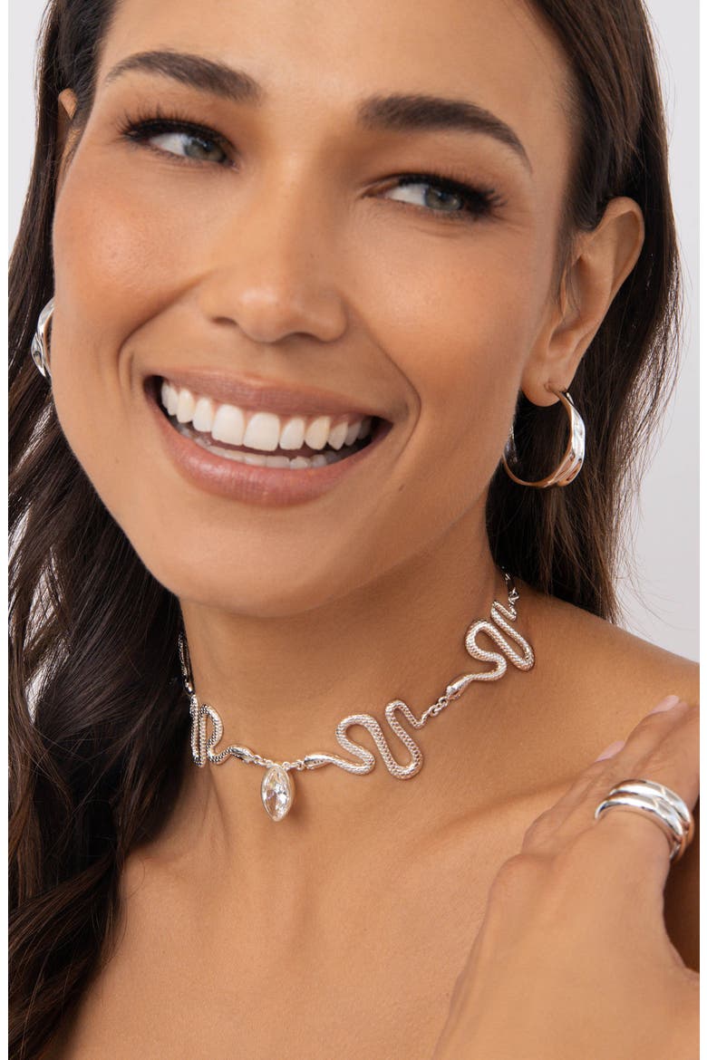 Serpentina Choker Necklace, Alternate, color, SILVER