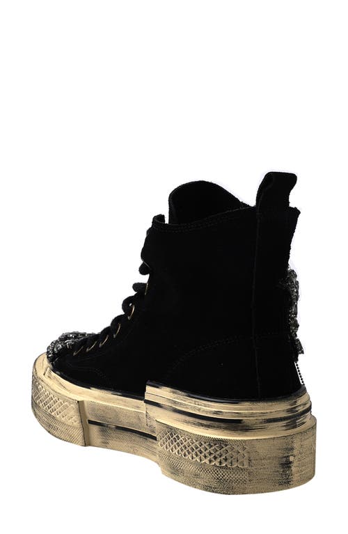 Zigi Hattie Star Appliqué High Top Platform Sneaker In Black Suede