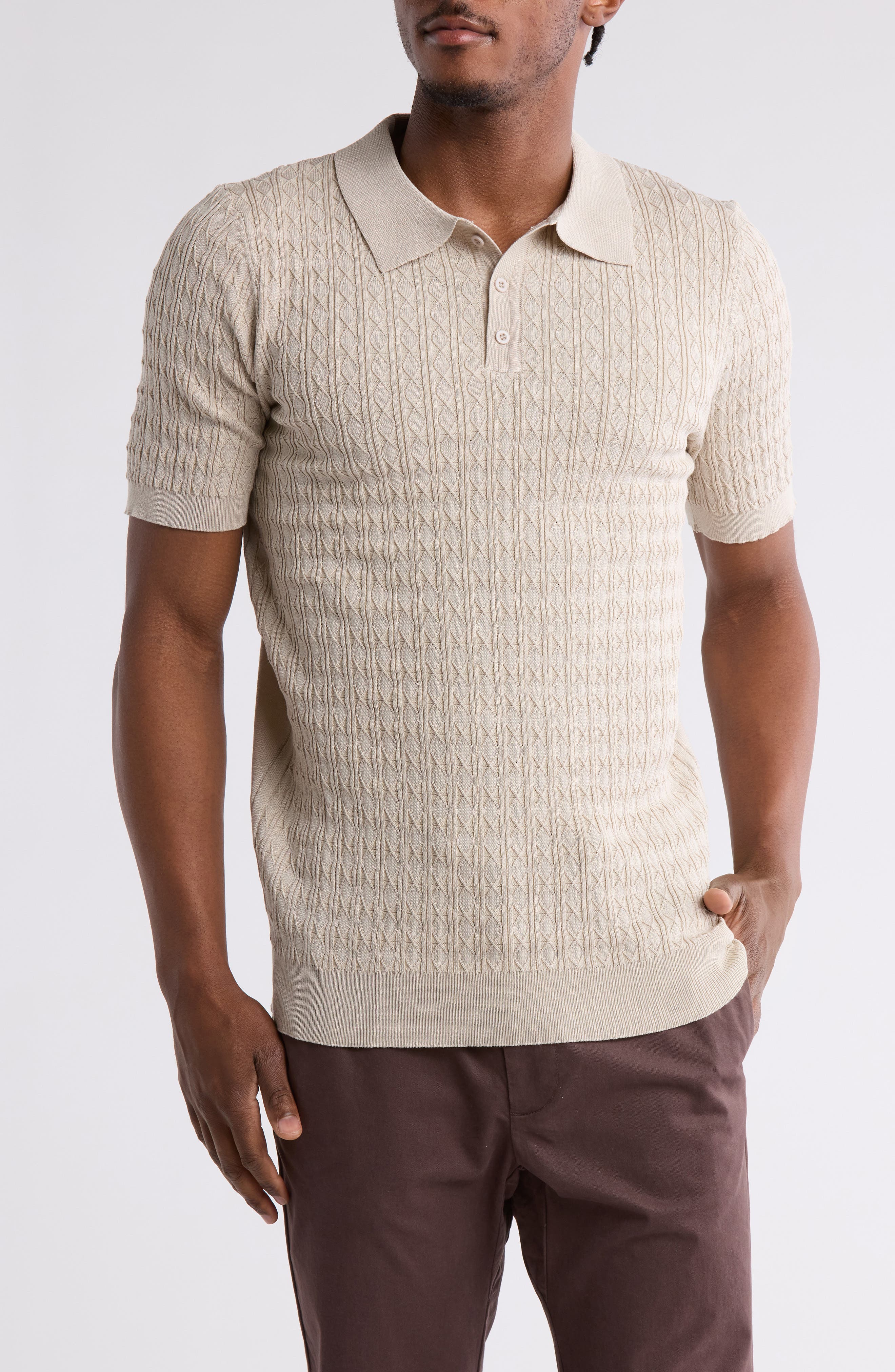 Textured Sweater Knit Polo - image 3