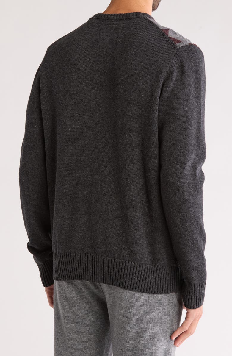 Weatherproof<sup>®</sup> Geometric Cotton Crewneck Sweater, Alternate, color, Charcoal