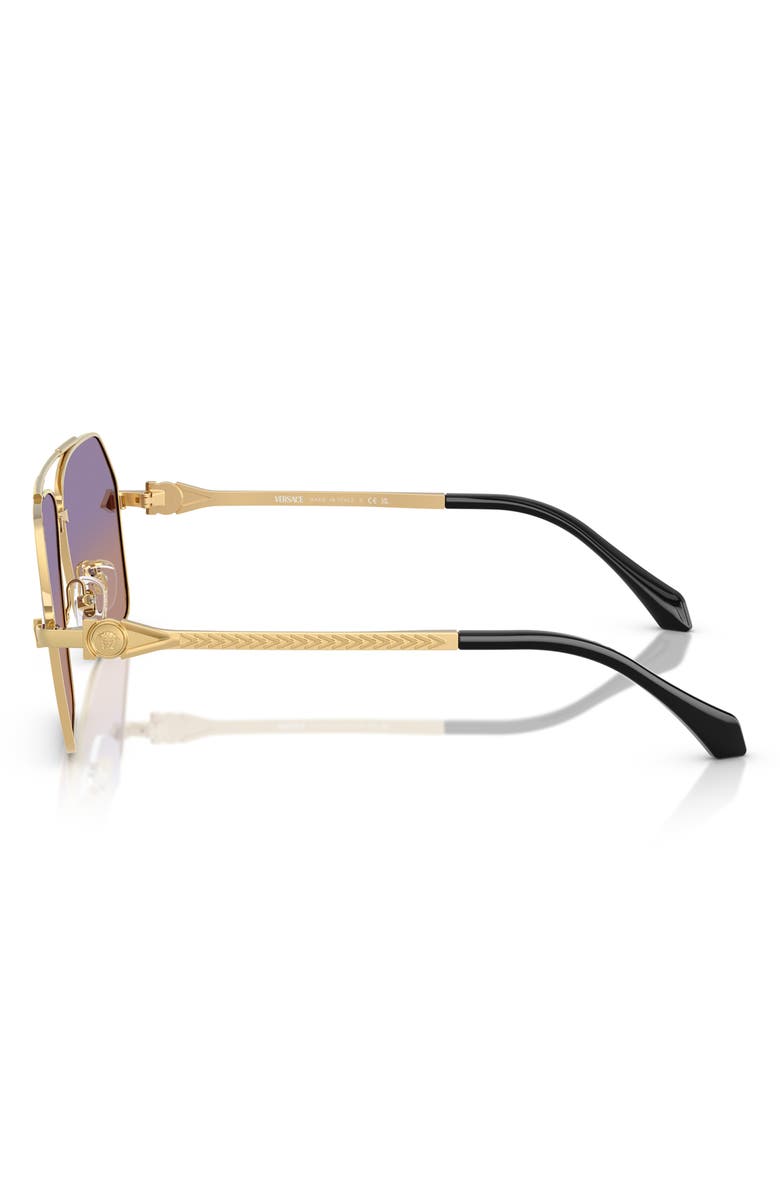 Versace 63mm Pilot Sunglasses, Alternate, color, Gold / Orange Violet
