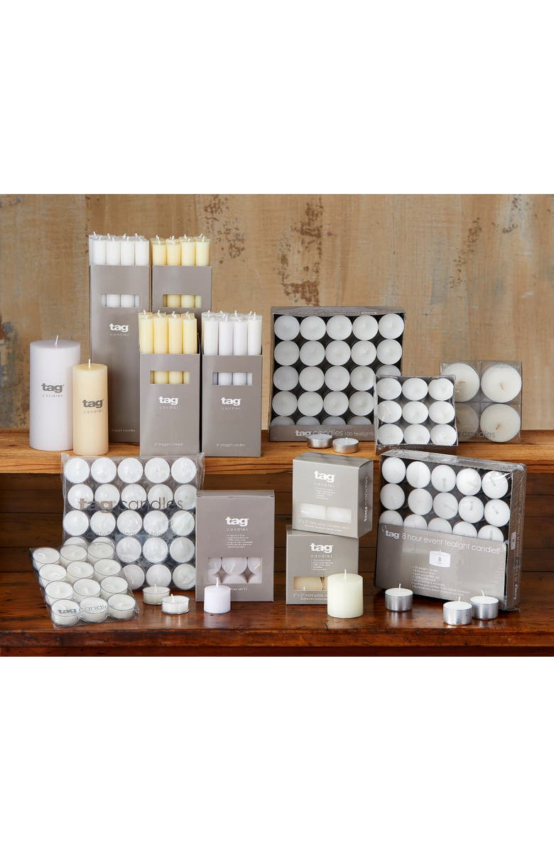 tag Set of 12 Tealight Candles White Wax Everyday Use, Alternate, color, White