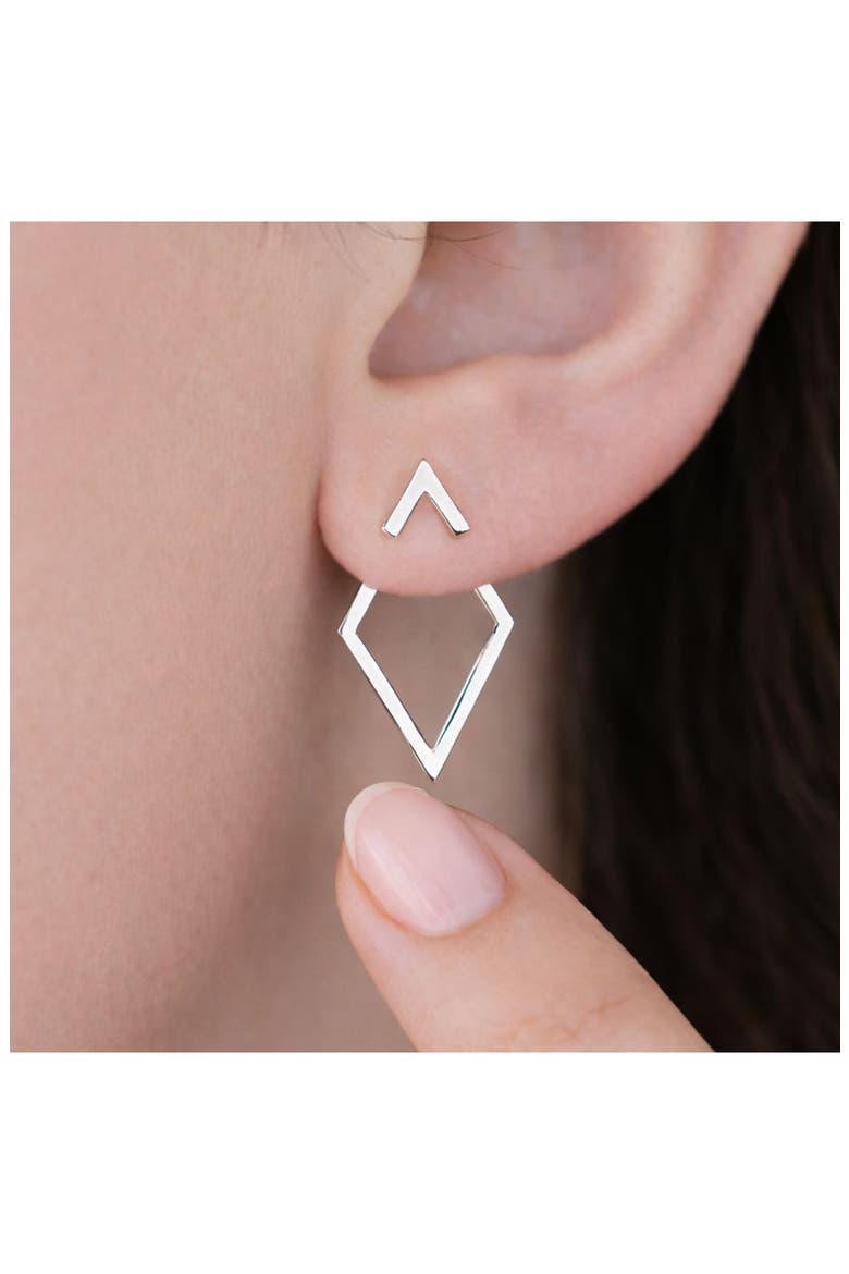 Open Chevron Jacket Earrings, Alternate, color, SILVER