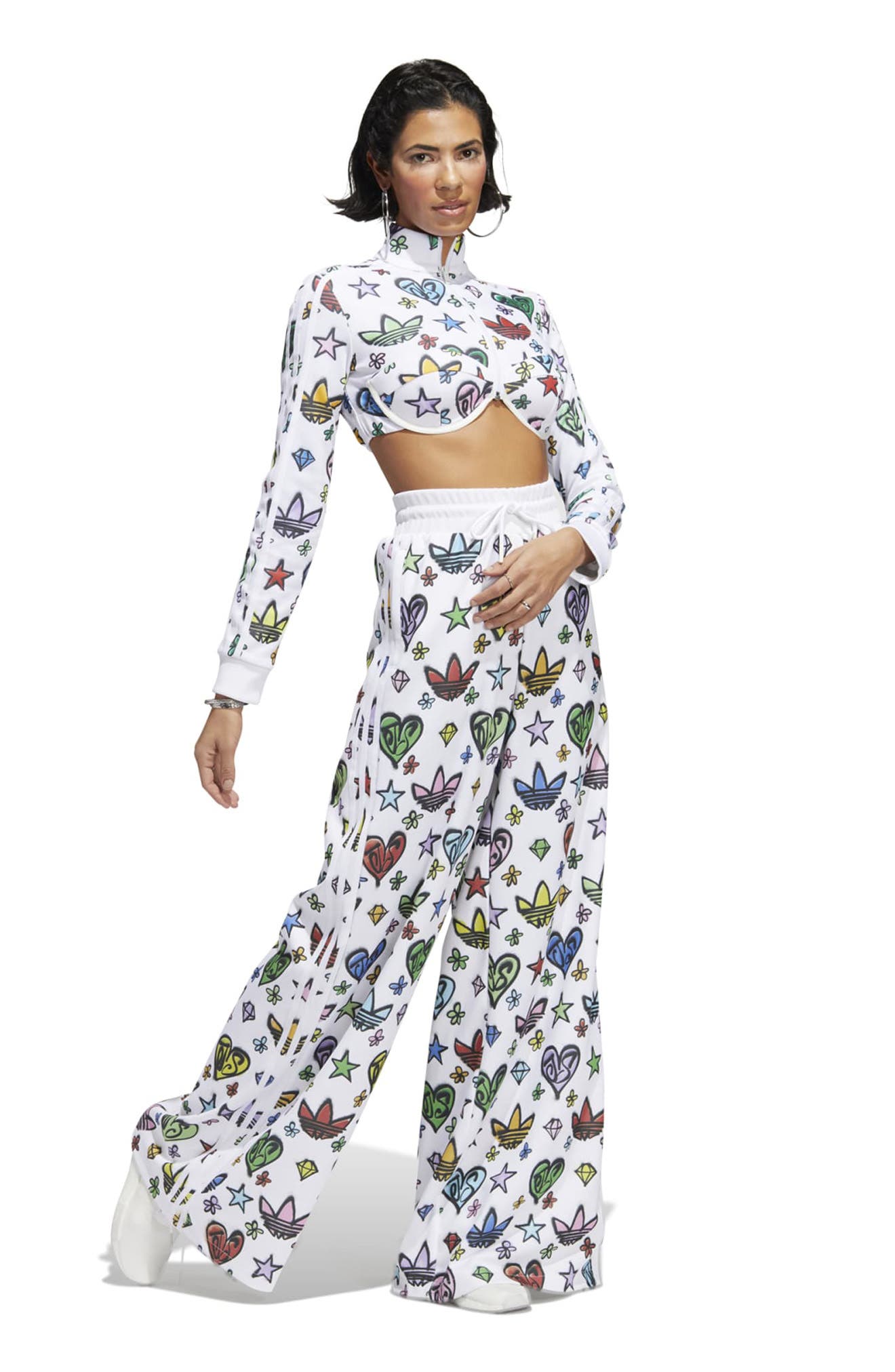 X Jeremy Scott Wide Leg Monogram Track Pants (Women) | Nordstrom