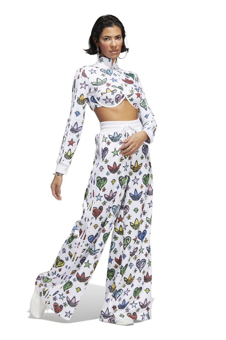 adidas X Jeremy Scott Wide Leg Monogram Track Pants (Women