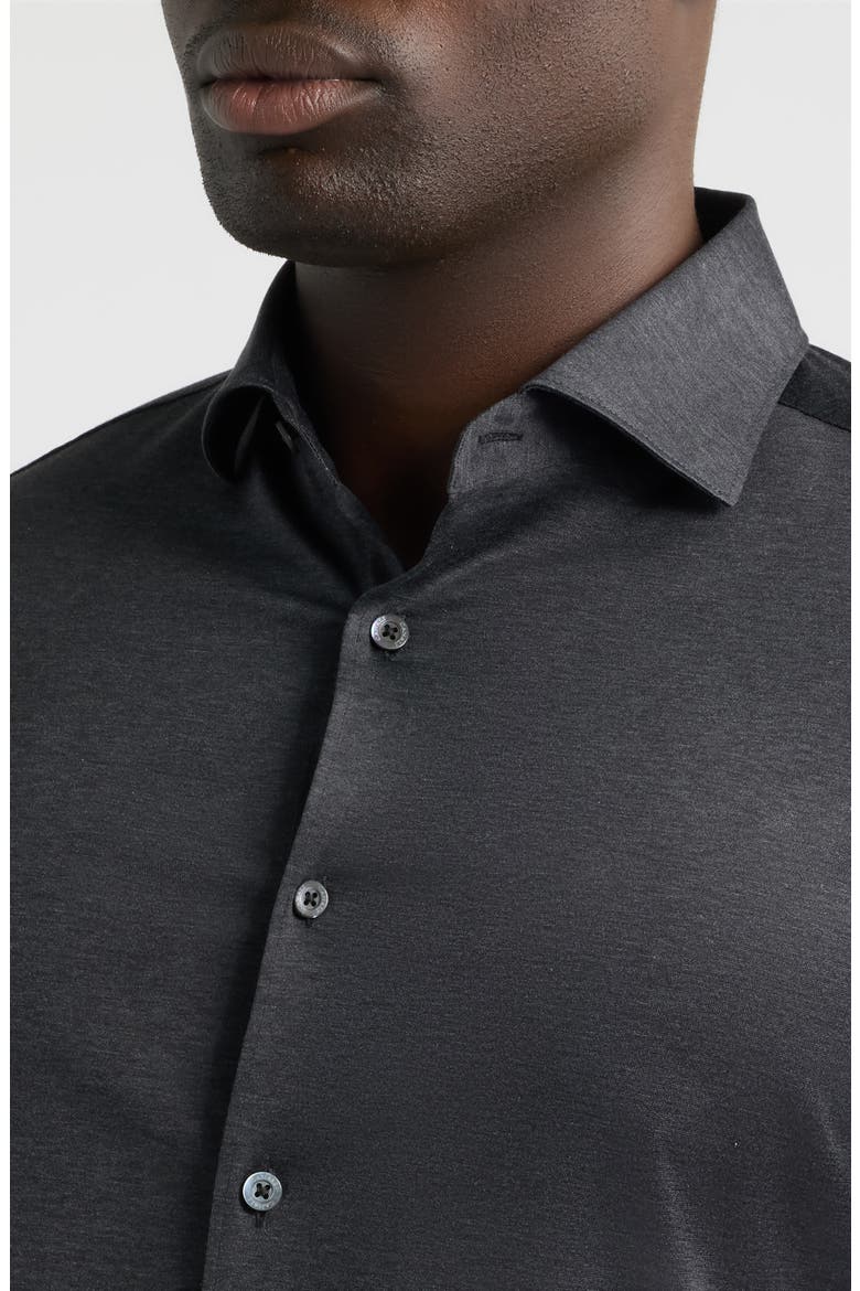 Regular Fit Cotton Jersey Button-Up Shirt, Alternate, color, CHARCOAL