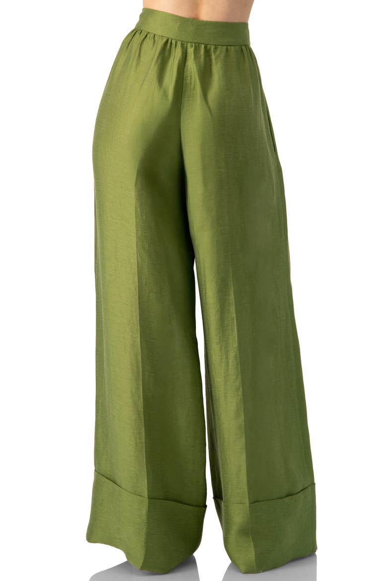 Linen Maxi Wide-Leg Pants, Alternate, color, Green