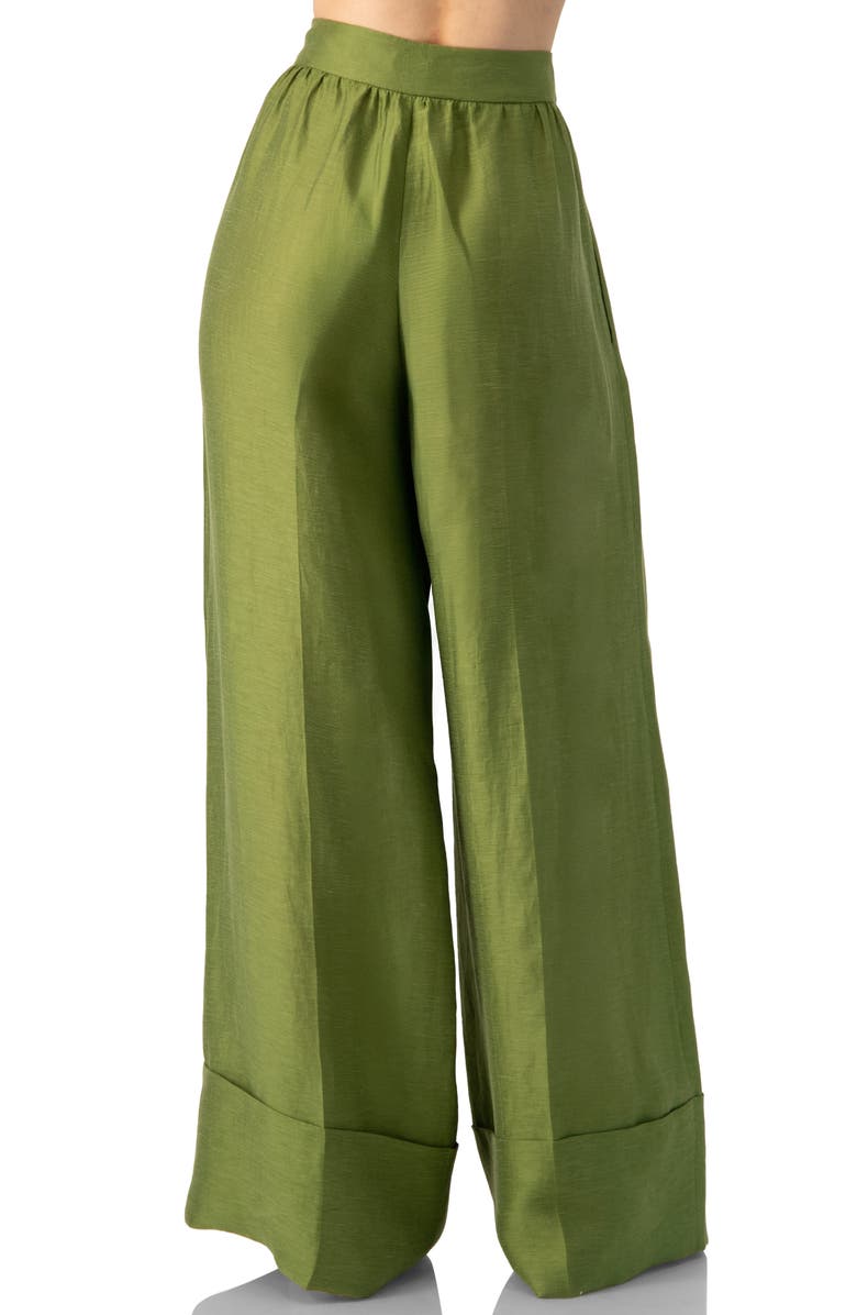IVONNE Linen Maxi Wide-Leg Pants, Alternate, color, Green