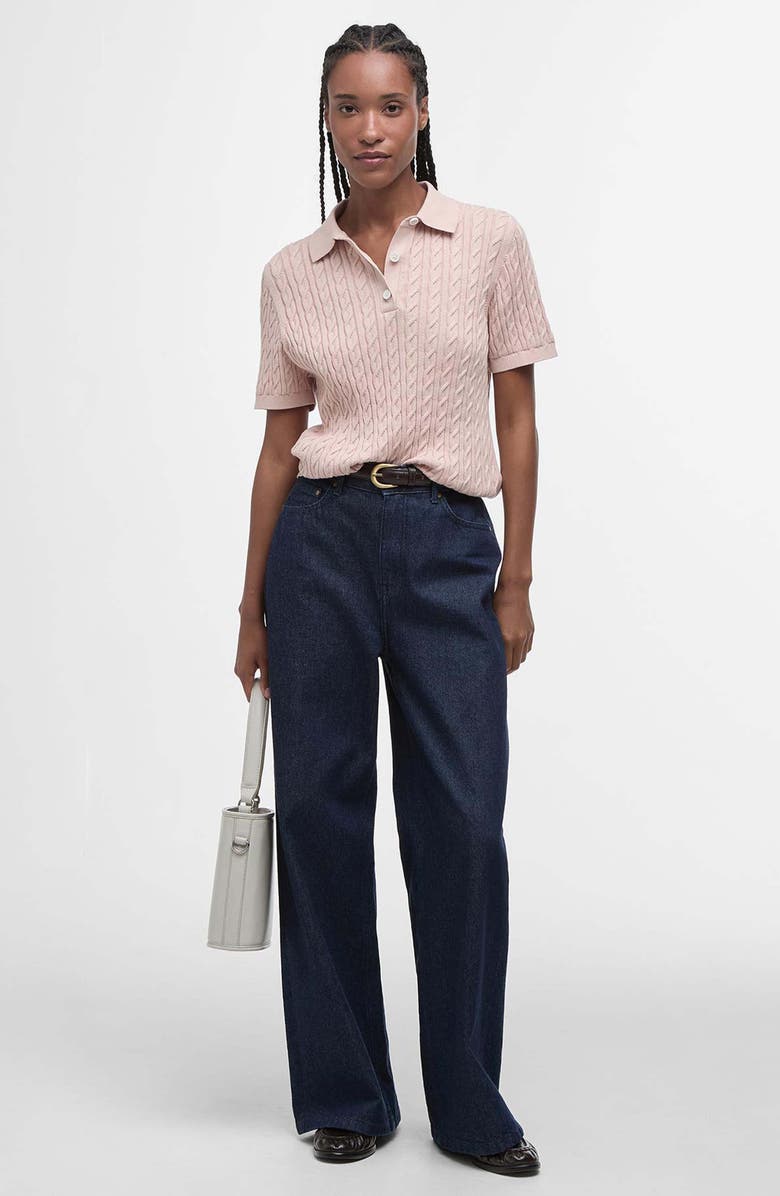 Barbour Hartland Cable Stitch Polo, Alternate, color, Primrose Pink