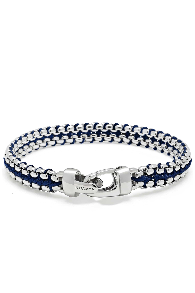 Navy Woven Box Chain Bracelet, Alternate, color, Navy