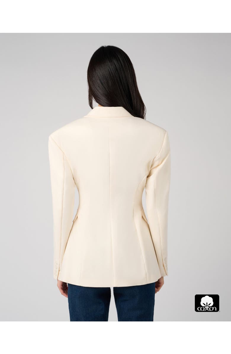 WeWoreWhat Double Breasted Cinched Waist Blazer, Alternate, color, Ivory