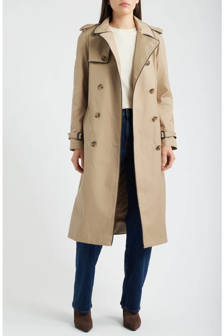 Double Breasted Belted Rain Coat, Alternate, color, SAND
