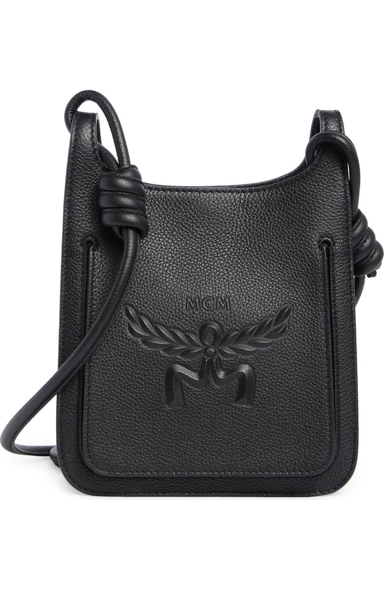 MCM Mini Lauretos Leather Hobo Bag, Main, color,